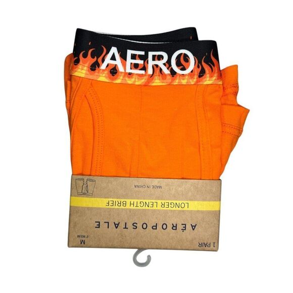 Aeropostale Boxer Briefs Men's Orange Flames Waistband 6" Knit Underwear Boxers - Picture 2 of 5